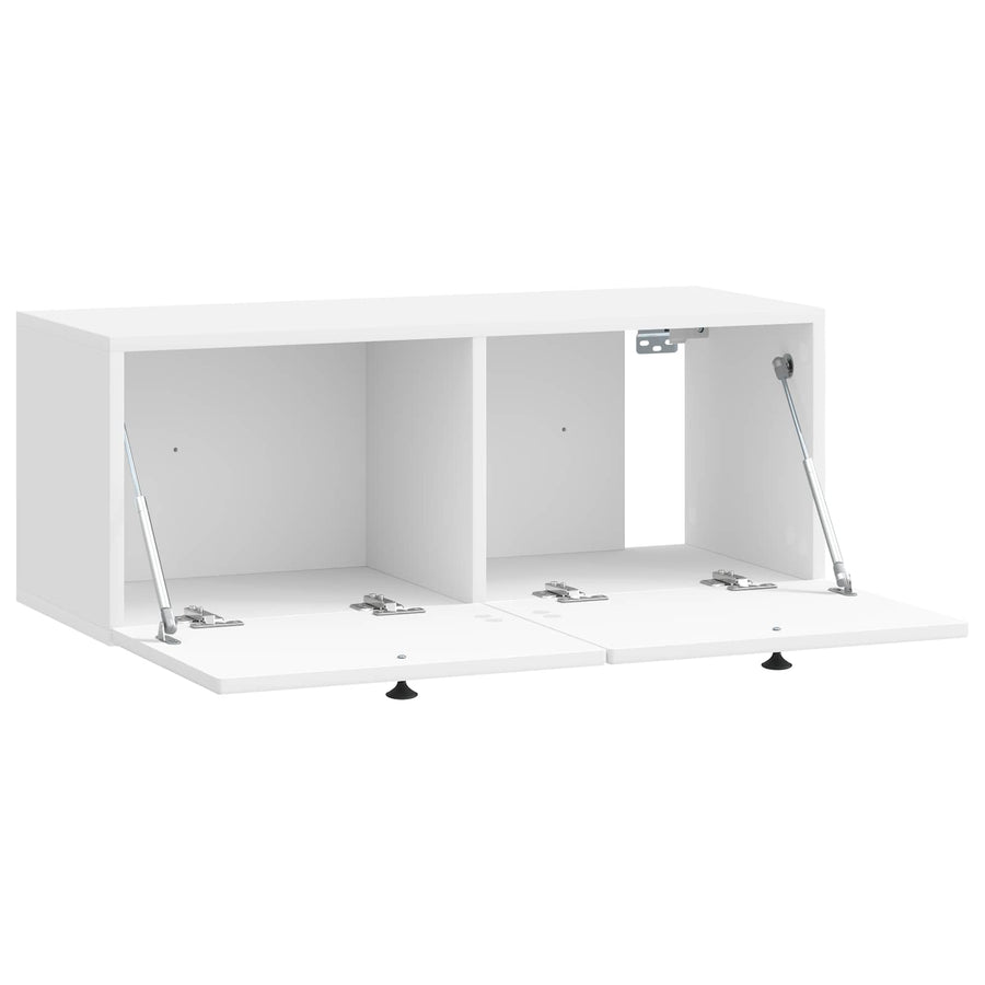 Wandbeugel TV-kast Hoogglans Wit 78,5 x 31 x 30 cm Bewerkt hout