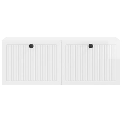 Wandbeugel TV-kast Hoogglans Wit 78,5 x 31 x 30 cm Bewerkt hout