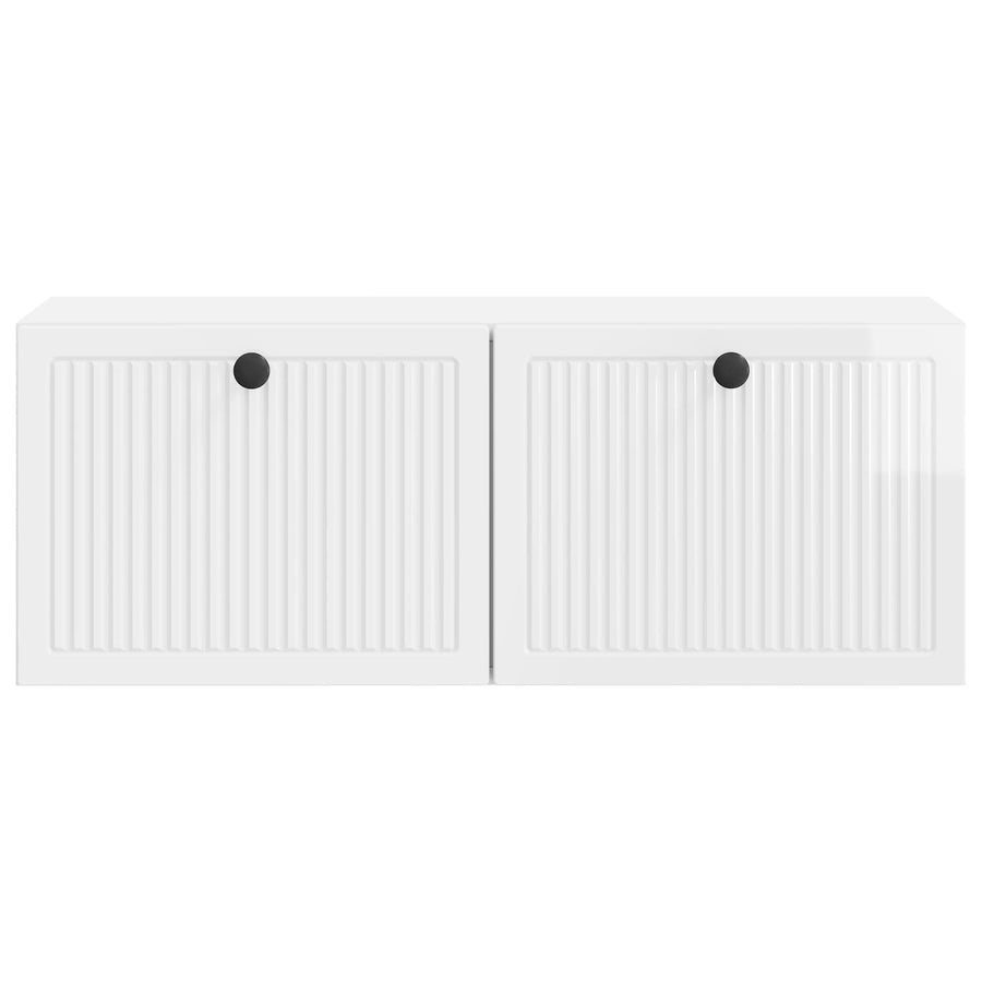Wandbeugel TV-kast Hoogglans Wit 78,5 x 31 x 30 cm Bewerkt hout