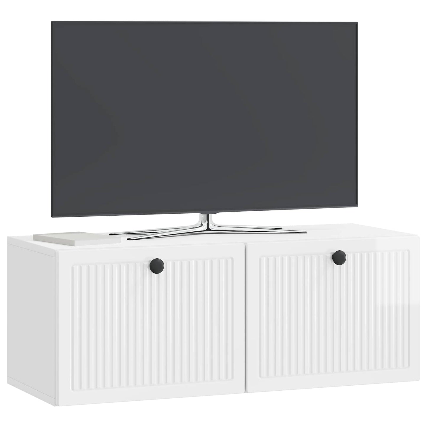 Wandbeugel TV-kast Hoogglans Wit 78,5 x 31 x 30 cm Bewerkt hout