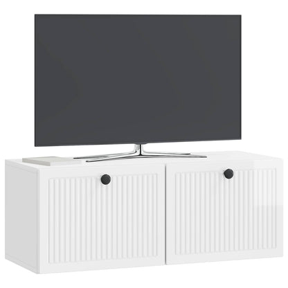 Wandbeugel TV-kast Hoogglans Wit 78,5 x 31 x 30 cm Bewerkt hout