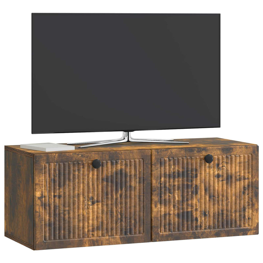 Wandbeugel TV-kast Gerookt eiken 78,5 x 31 x 30 cm Bewerkt hout