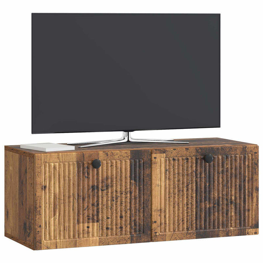 Wandbeugel TV-kast Oud hout 78,5 x 31 x 30 cm Bewerkt hout