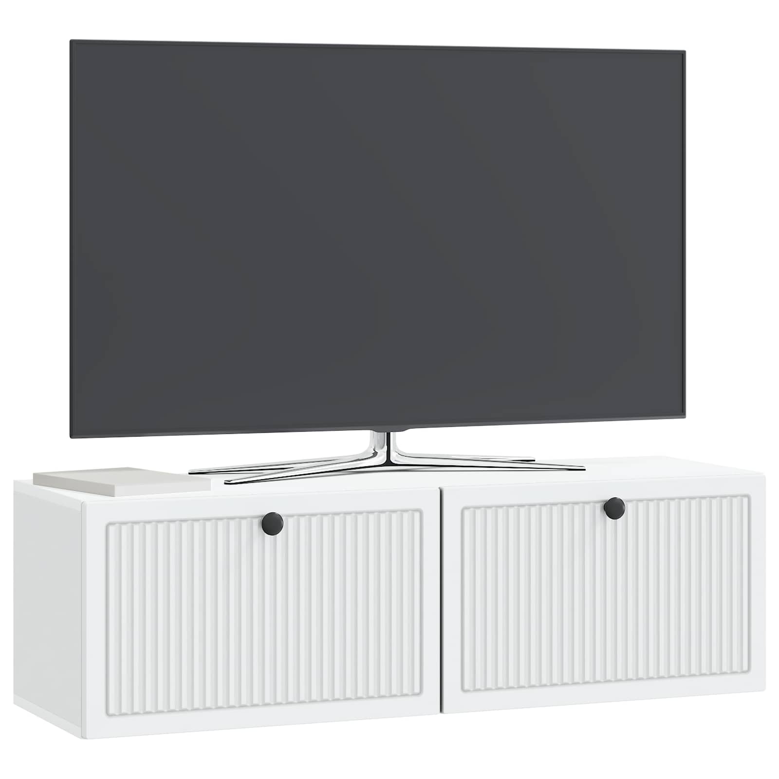 Wandbeugel TV-kast Wit 98 x 31 x 30 cm Bewerkt hout