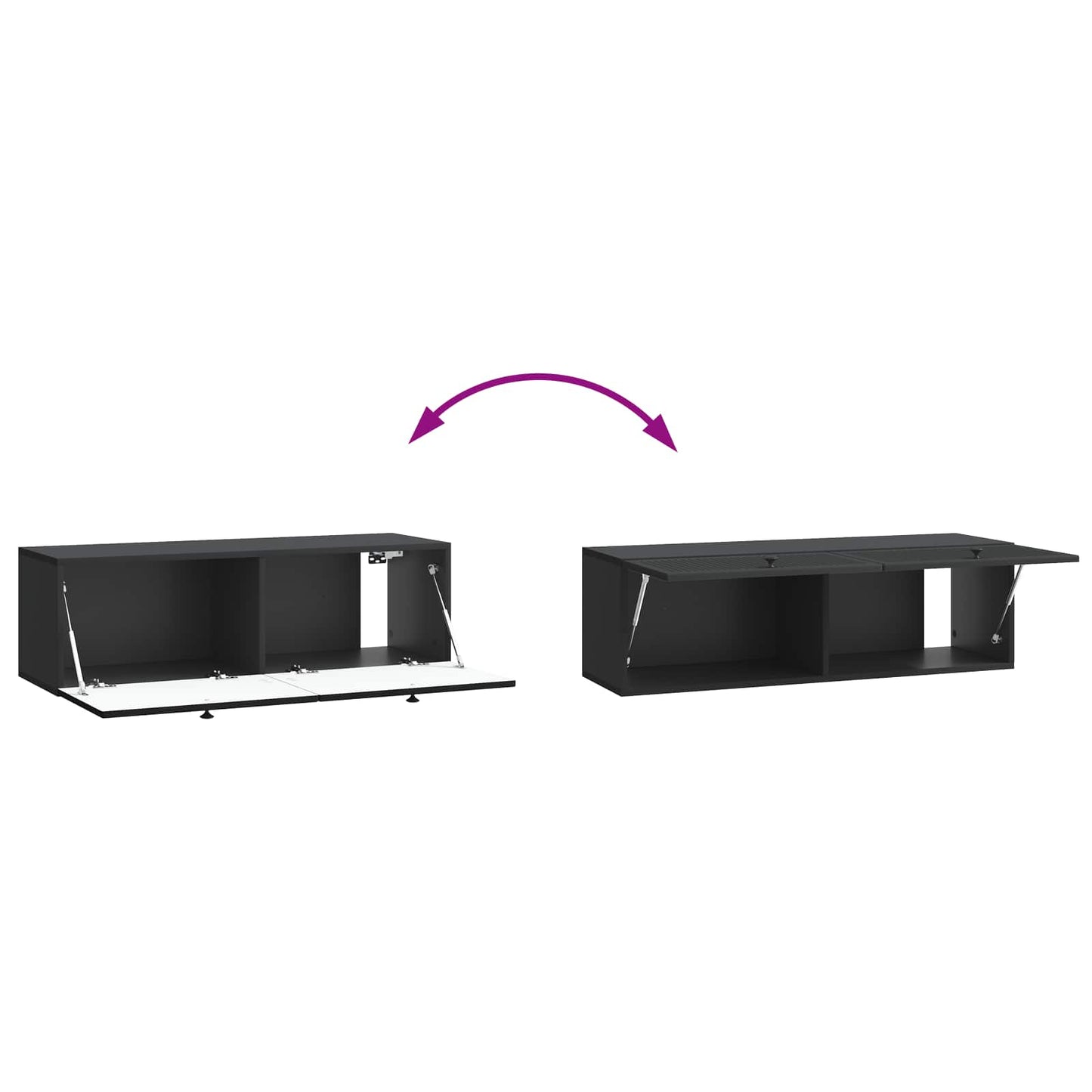 Wandbeugel TV-kast Zwart 98 x 31 x 30 cm Bewerkt hout