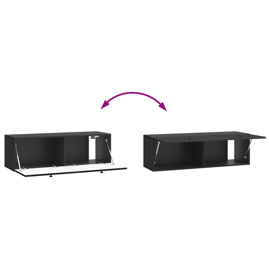 Wandbeugel TV-kast Zwart 98 x 31 x 30 cm Bewerkt hout