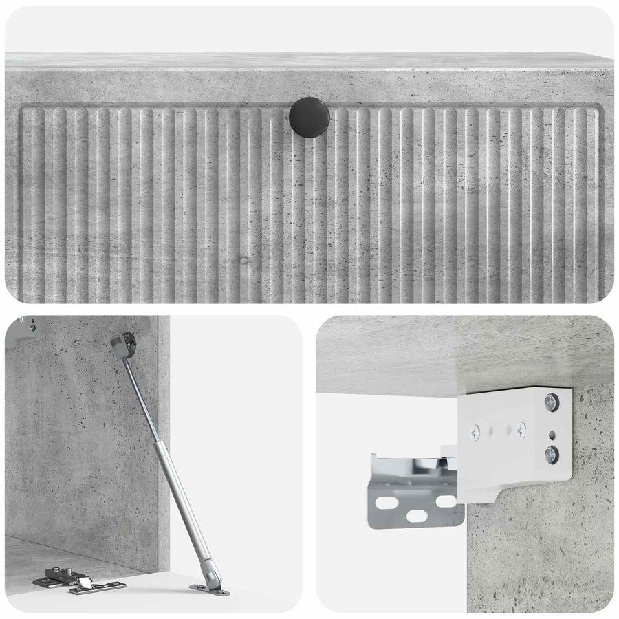 Wandbeugel TV-kast Betongrijs 98 x 31 x 30 cm Bewerkt hout