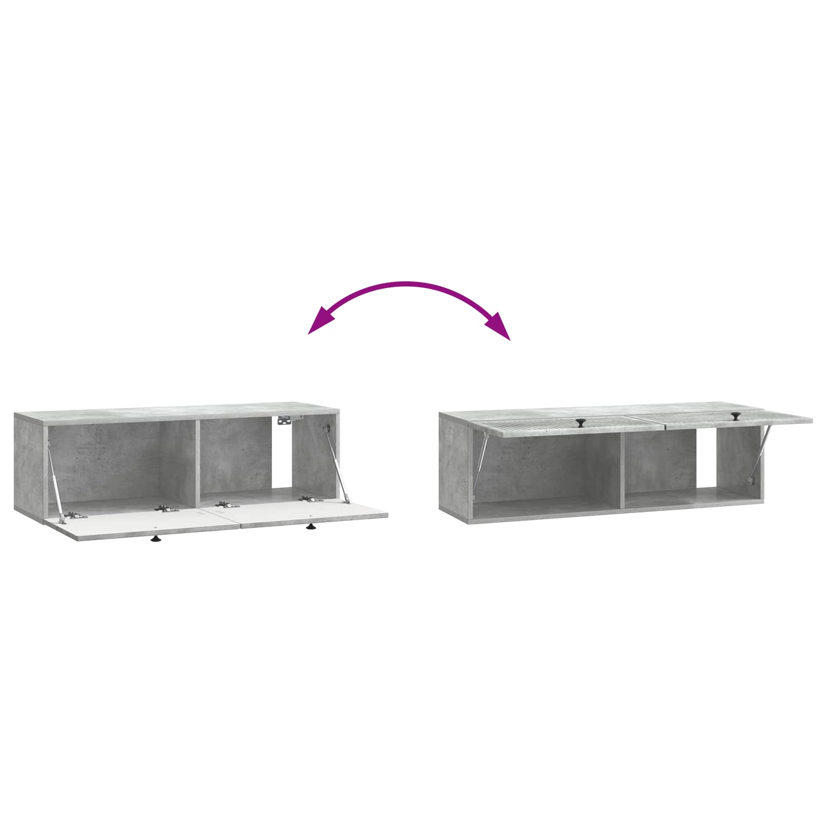Wandbeugel TV-kast Betongrijs 98 x 31 x 30 cm Bewerkt hout