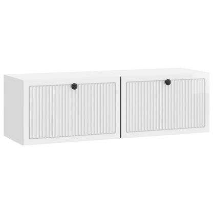 Wandbeugel TV-kast Hoogglans Wit 98 x 31 x 30 cm Bewerkt hout