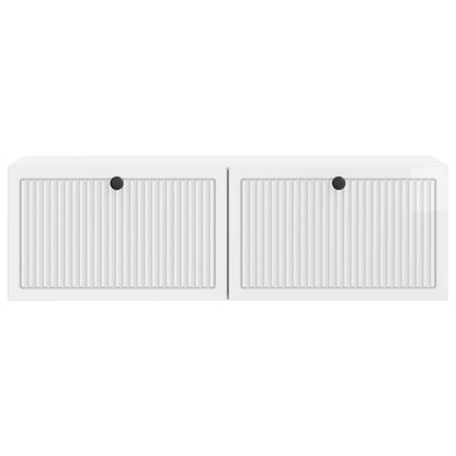 Wandbeugel TV-kast Hoogglans Wit 98 x 31 x 30 cm Bewerkt hout