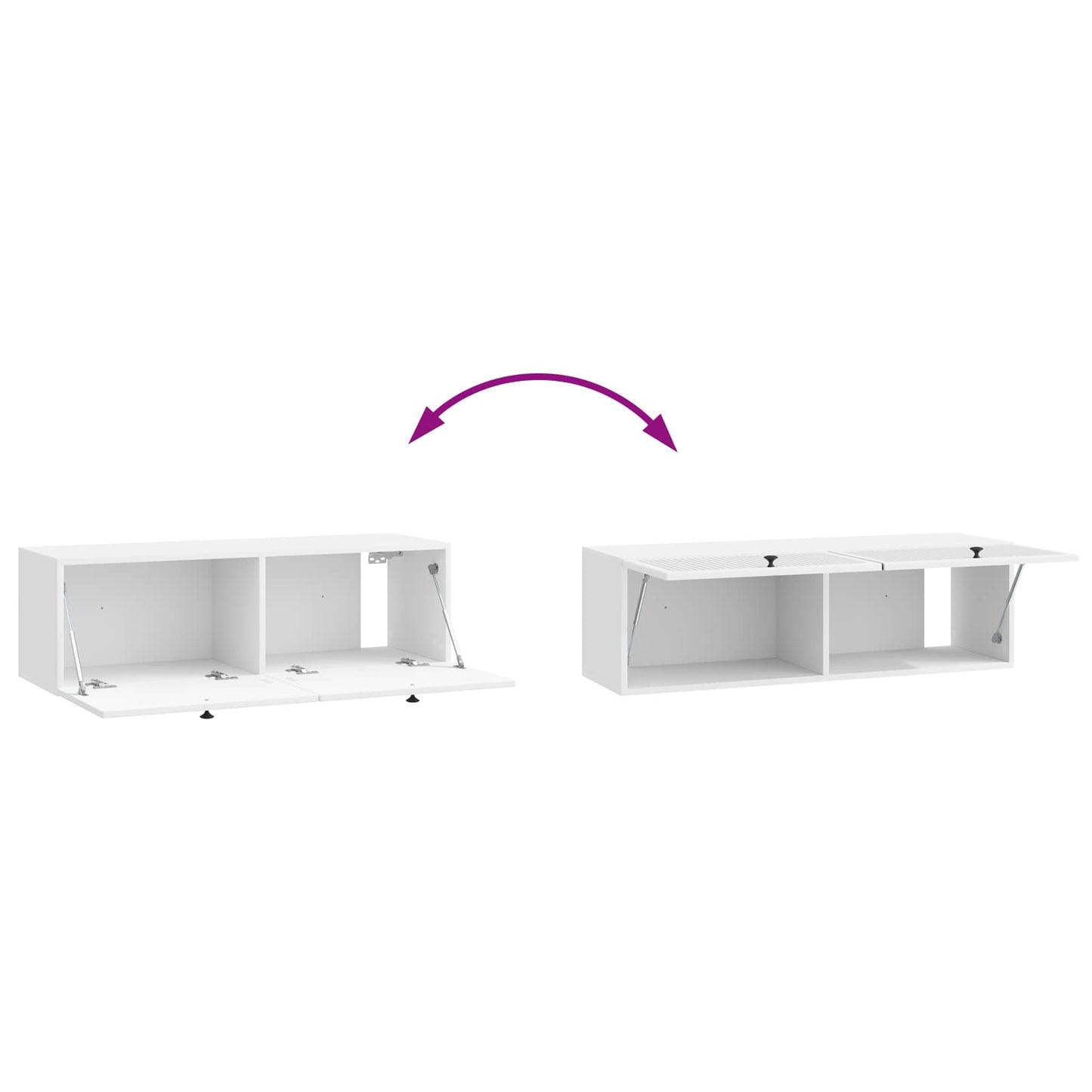 Wandbeugel TV-kast Hoogglans Wit 98 x 31 x 30 cm Bewerkt hout