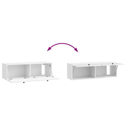 Wandbeugel TV-kast Hoogglans Wit 98 x 31 x 30 cm Bewerkt hout