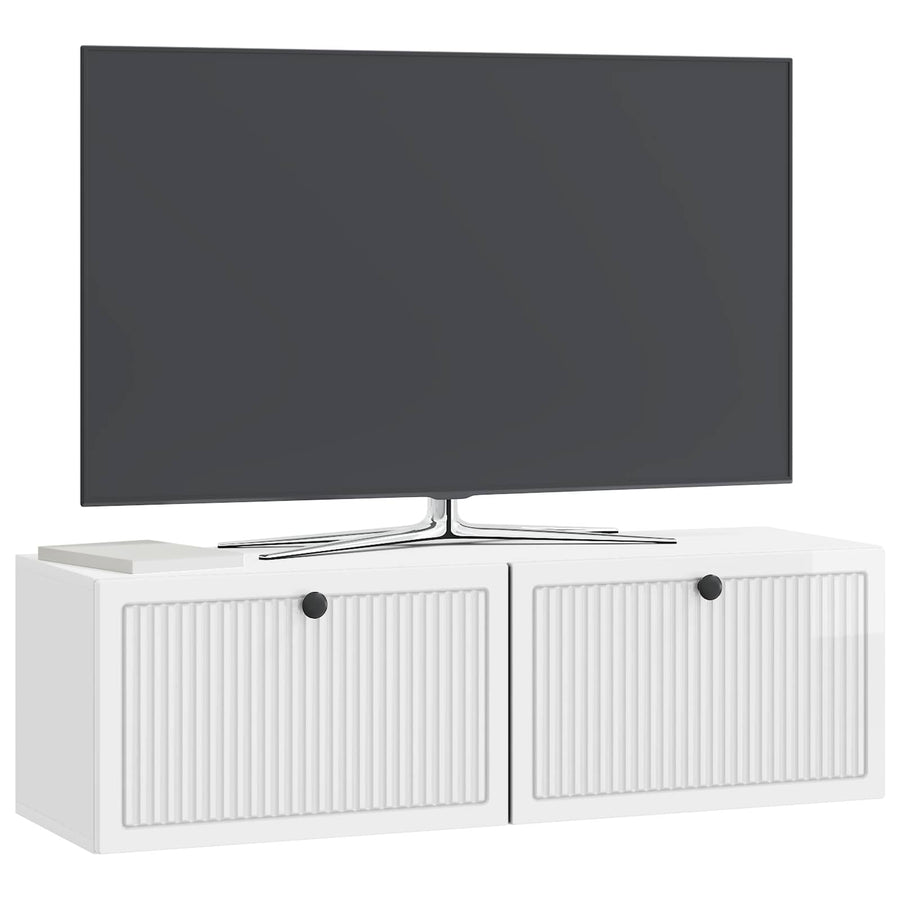 Wandbeugel TV-kast Hoogglans Wit 98 x 31 x 30 cm Bewerkt hout