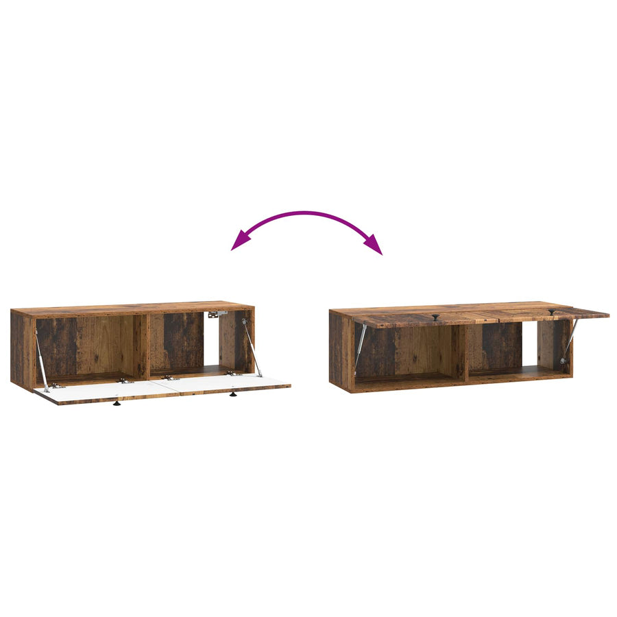 Wandbeugel TV-kast Oud hout 98 x 31 x 30 cm Bewerkt hout