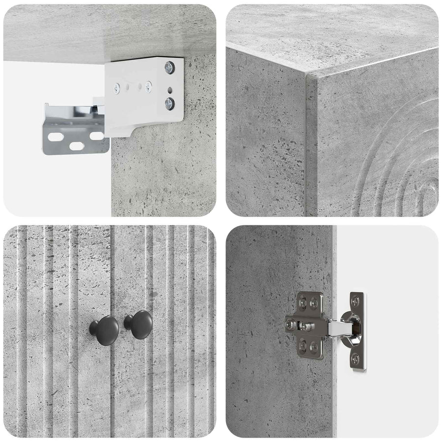 Wandkast Betongrijs 66 x 34,5 x 90 cm Bewerkt hout