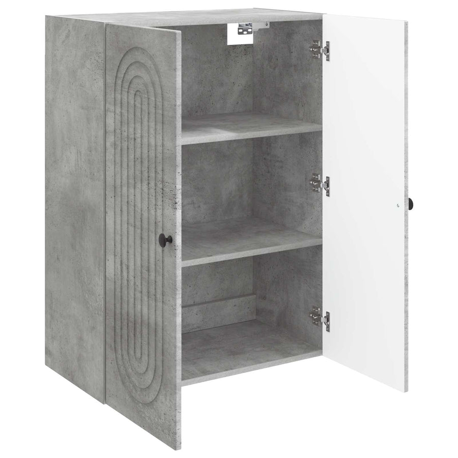 Wandkast Betongrijs 66 x 34,5 x 90 cm Bewerkt hout