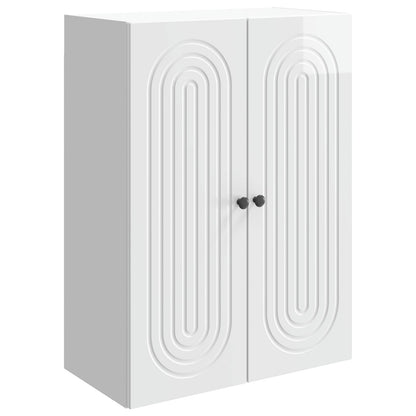 Wandkast Hoogglans Wit 66 x 34,5 x 90 cm Bewerkt hout