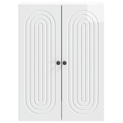 Wandkast Hoogglans Wit 66 x 34,5 x 90 cm Bewerkt hout