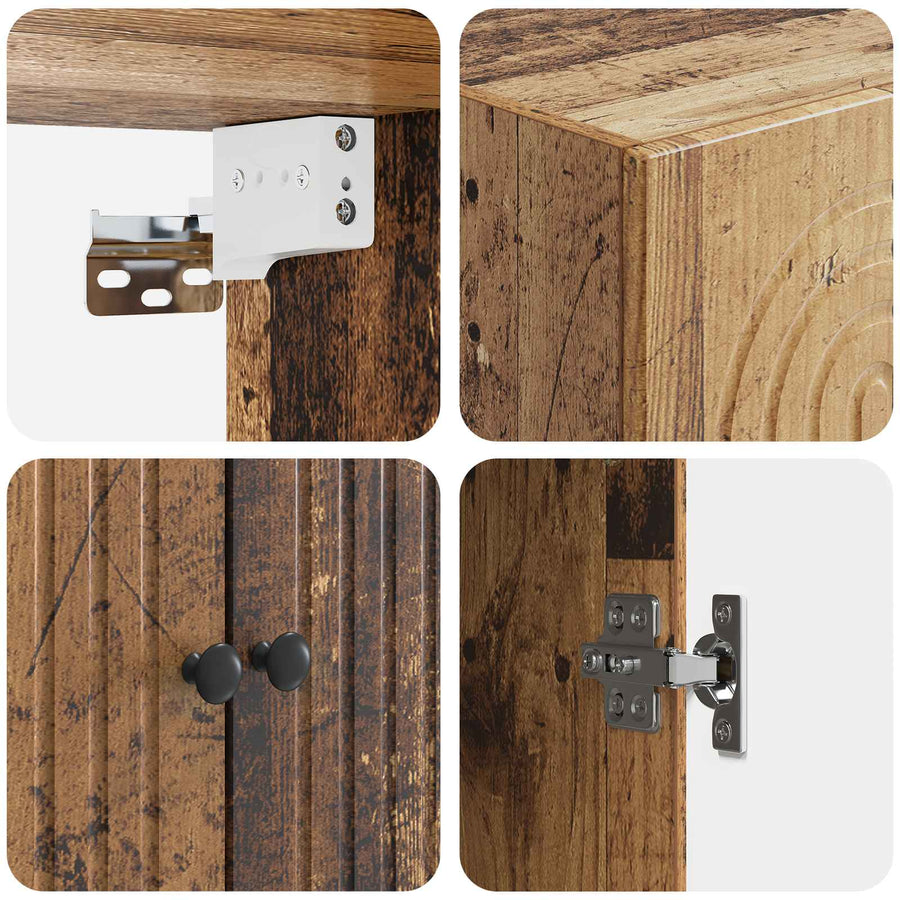 Wandkast Oud hout 66 x 34,5 x 90 cm Bewerkt hout