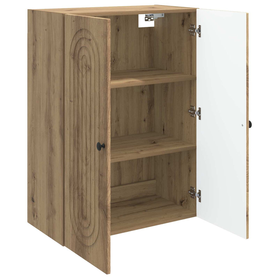 Wandkast Artisanaal eiken 66 x 34,5 x 90 cm Bewerkt hout