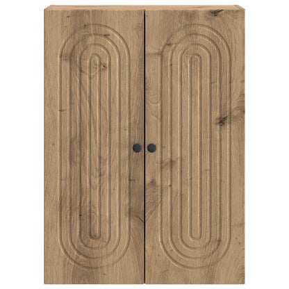 Wandkast Artisanaal eiken 66 x 34,5 x 90 cm Bewerkt hout