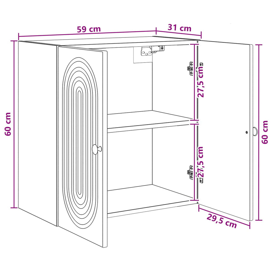 Wandkast Wit 59 x 31 x 60 cm Bewerkt hout