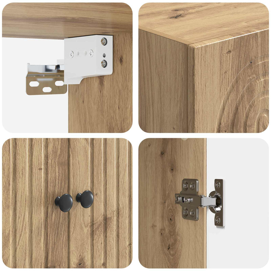 Wandkast Artisanaal eiken 59 x 31 x 60 cm Bewerkt hout