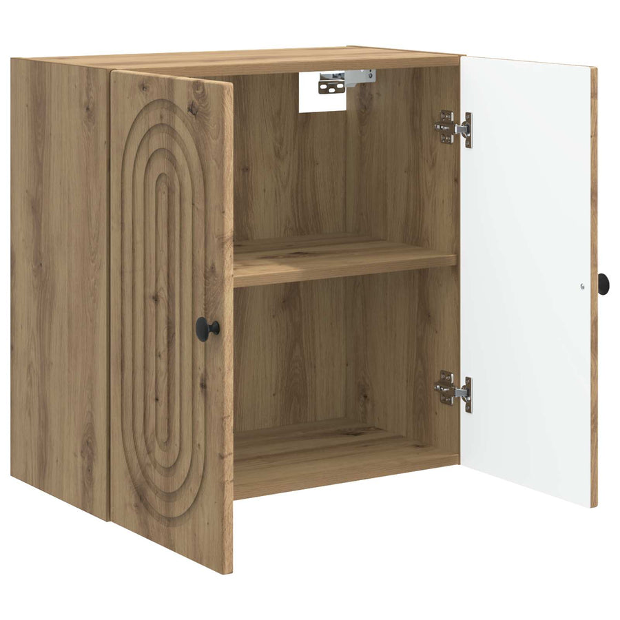 Wandkast Artisanaal eiken 59 x 31 x 60 cm Bewerkt hout