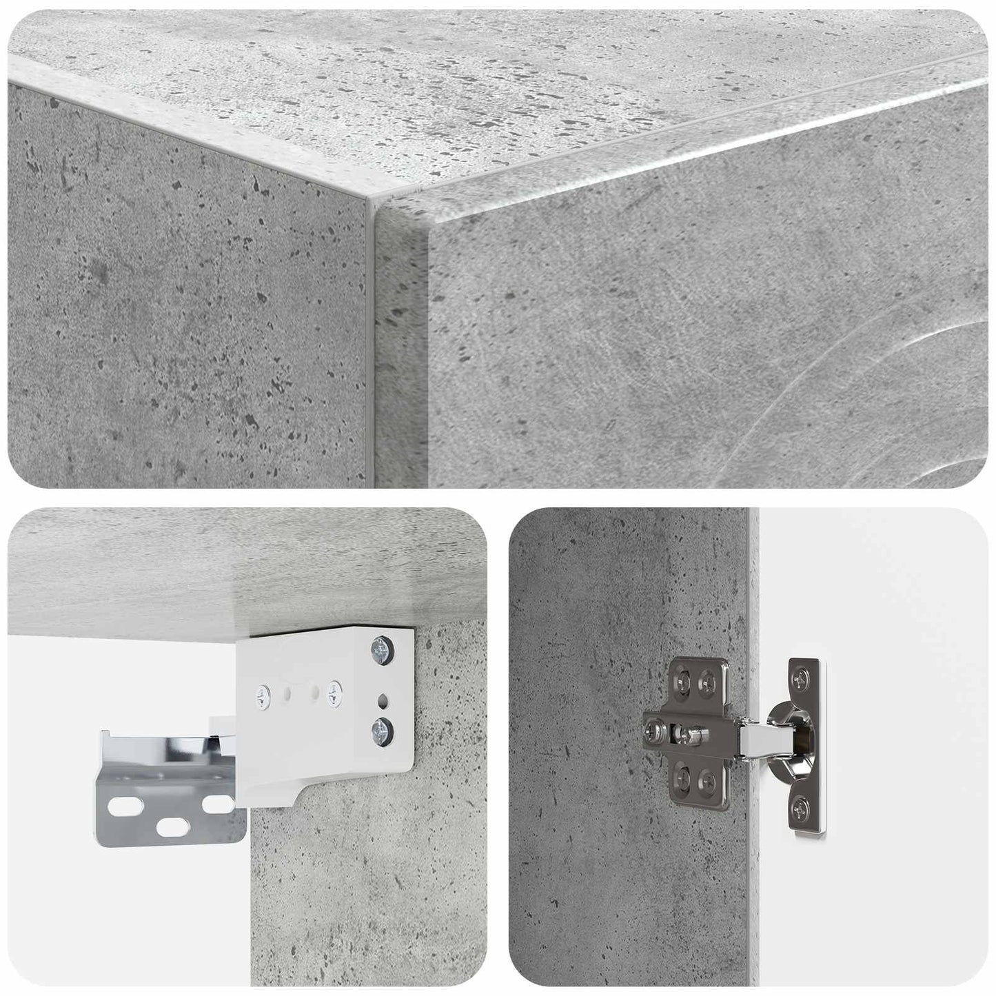Wandkast Betongrijs 33 x 34,5 x 90 cm Bewerkt hout