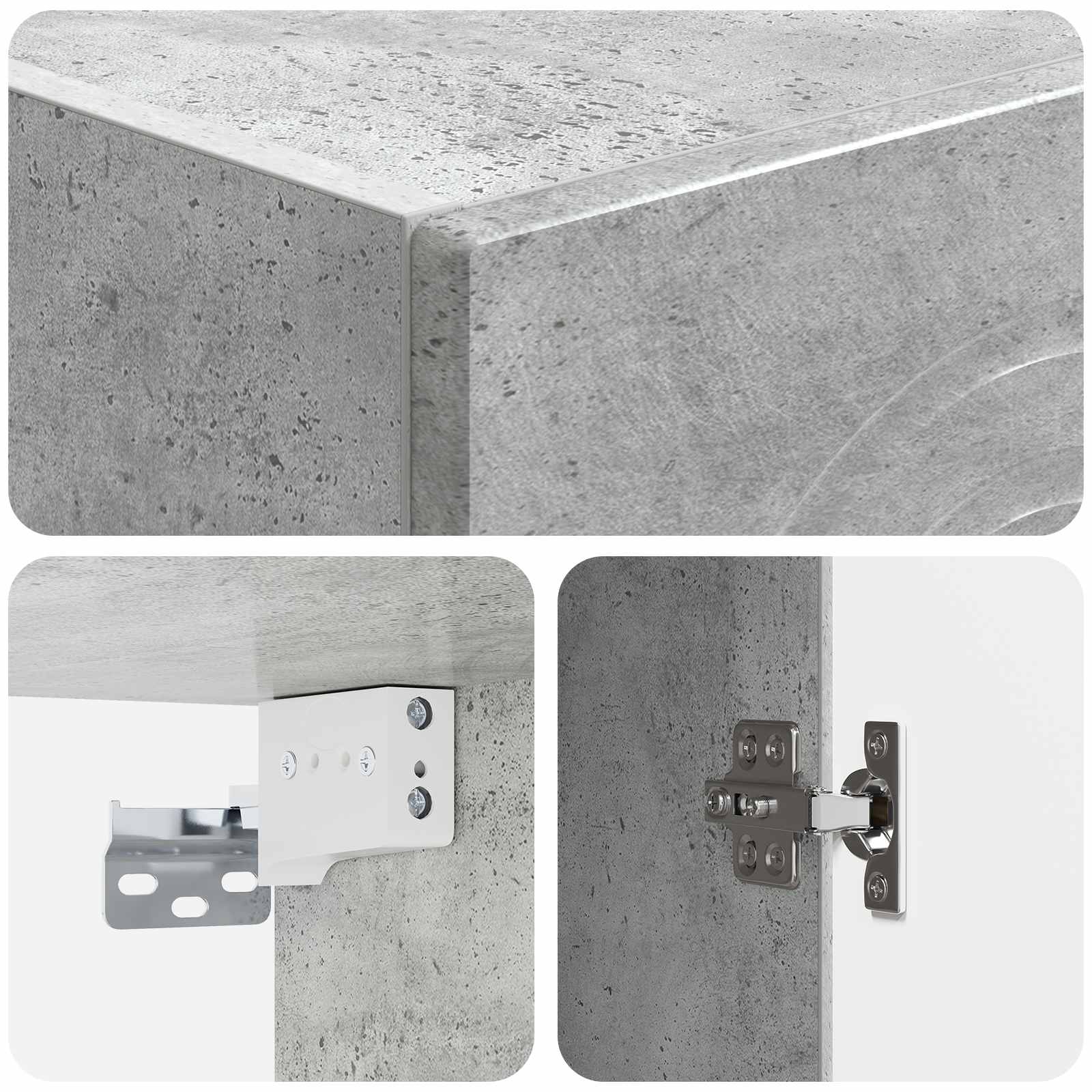 Wandkast Betongrijs 33 x 34,5 x 90 cm Bewerkt hout