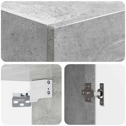 Wandkast Betongrijs 33 x 34,5 x 90 cm Bewerkt hout