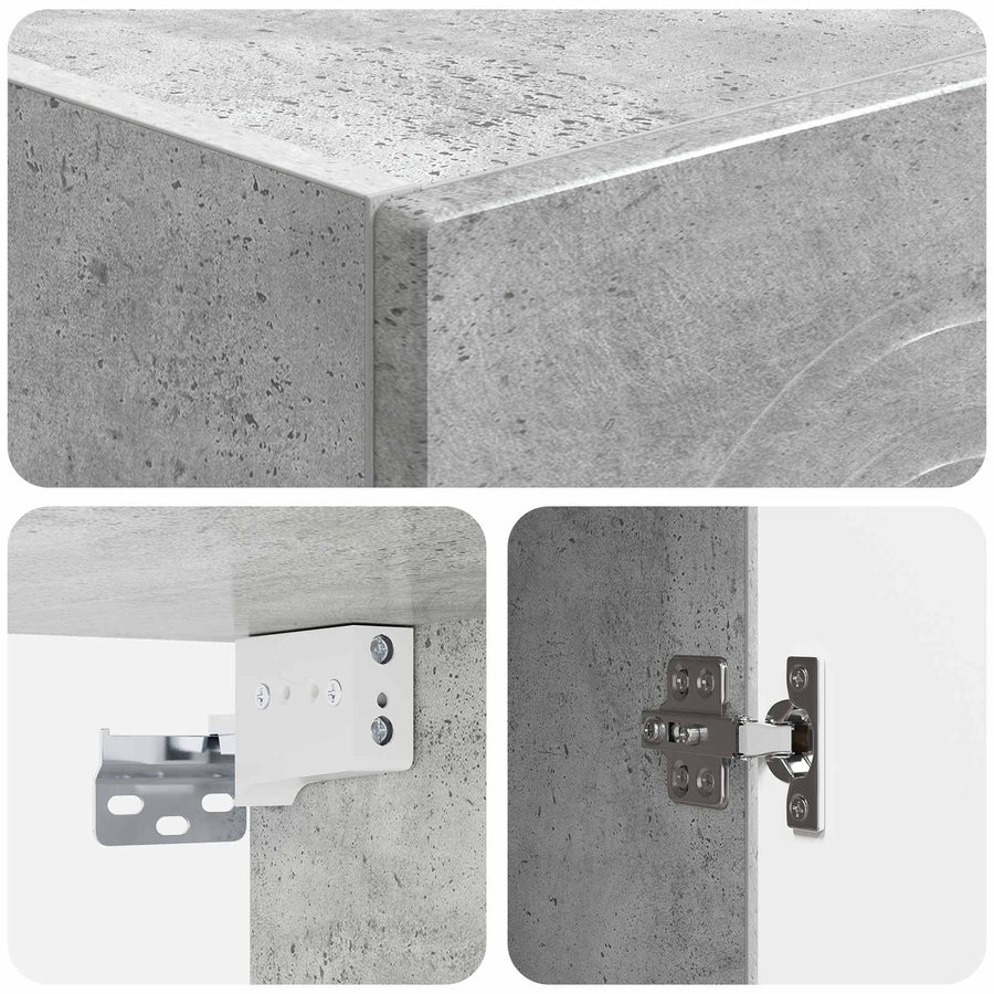 Wandkast Betongrijs 33 x 34,5 x 90 cm Bewerkt hout