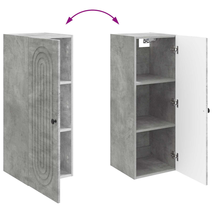 Wandkast Betongrijs 33 x 34,5 x 90 cm Bewerkt hout