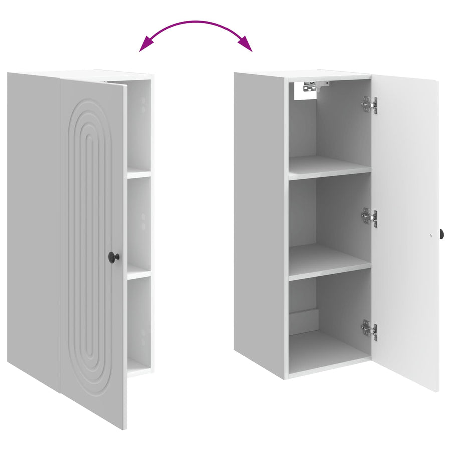 Wandkast Hoogglans Wit 33 x 34,5 x 90 cm Bewerkt hout