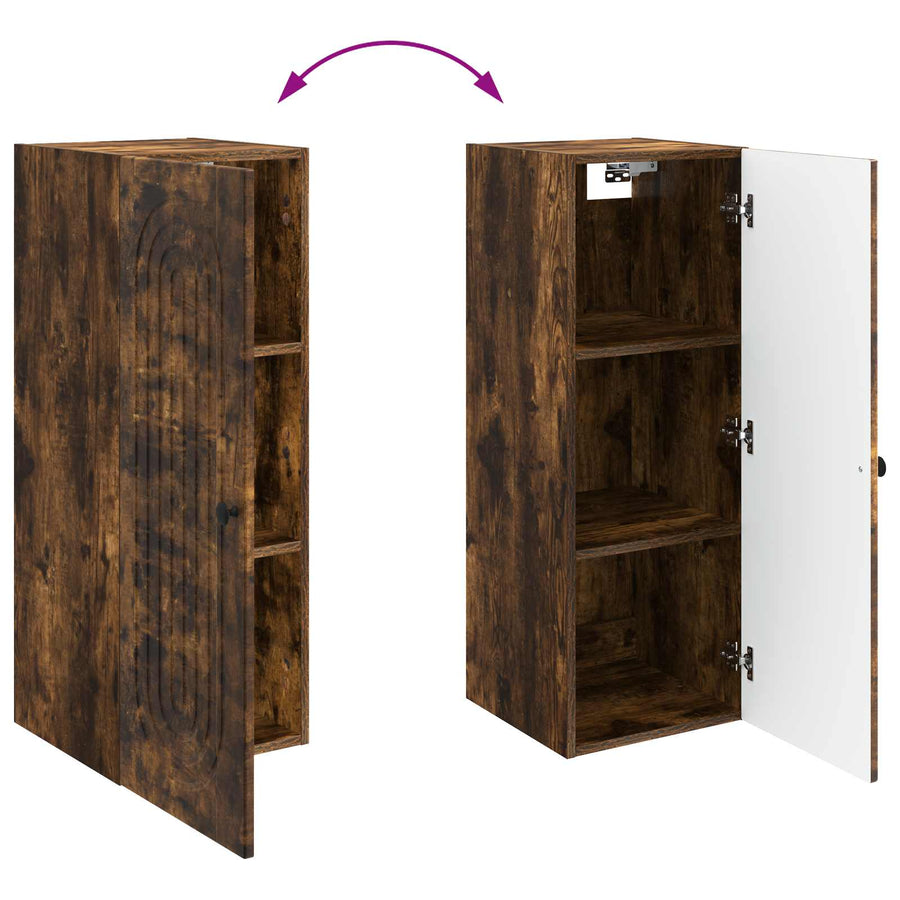 Wandkast Gerookt eiken 33 x 34,5 x 90 cm Bewerkt hout