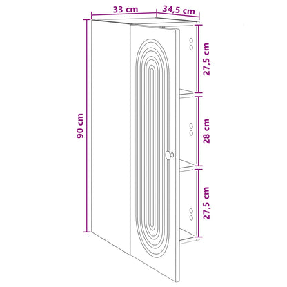 Wandkast Gerookt eiken 33 x 34,5 x 90 cm Bewerkt hout