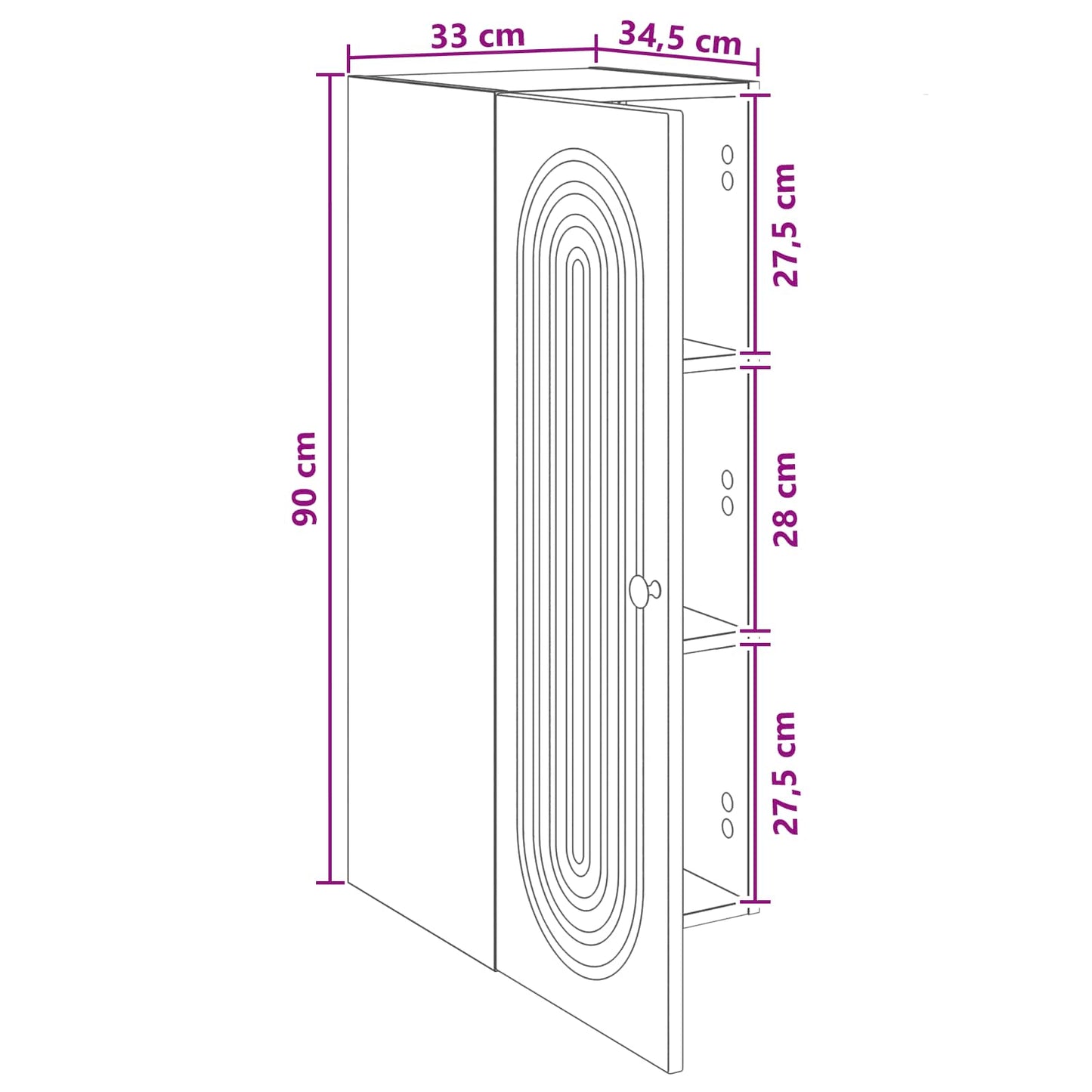 Wandkast Grijs Sonoma 33 x 34,5 x 90 cm Bewerkt hout