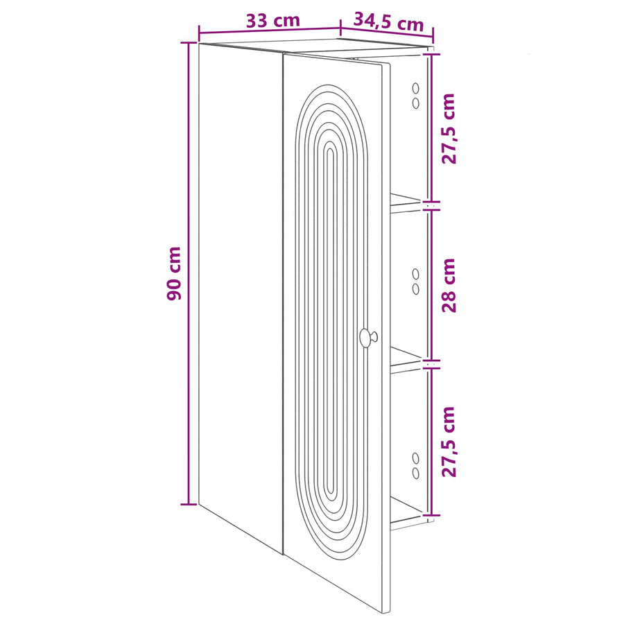 Wandkast Grijs Sonoma 33 x 34,5 x 90 cm Bewerkt hout