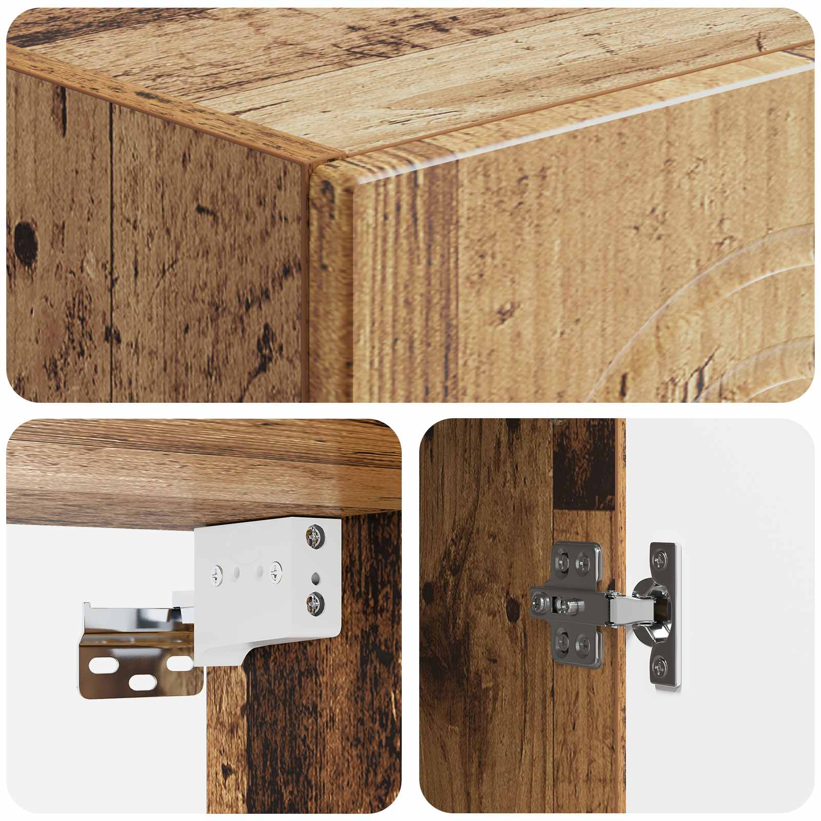Wandkast Oud hout 33 x 34,5 x 90 cm Bewerkt hout