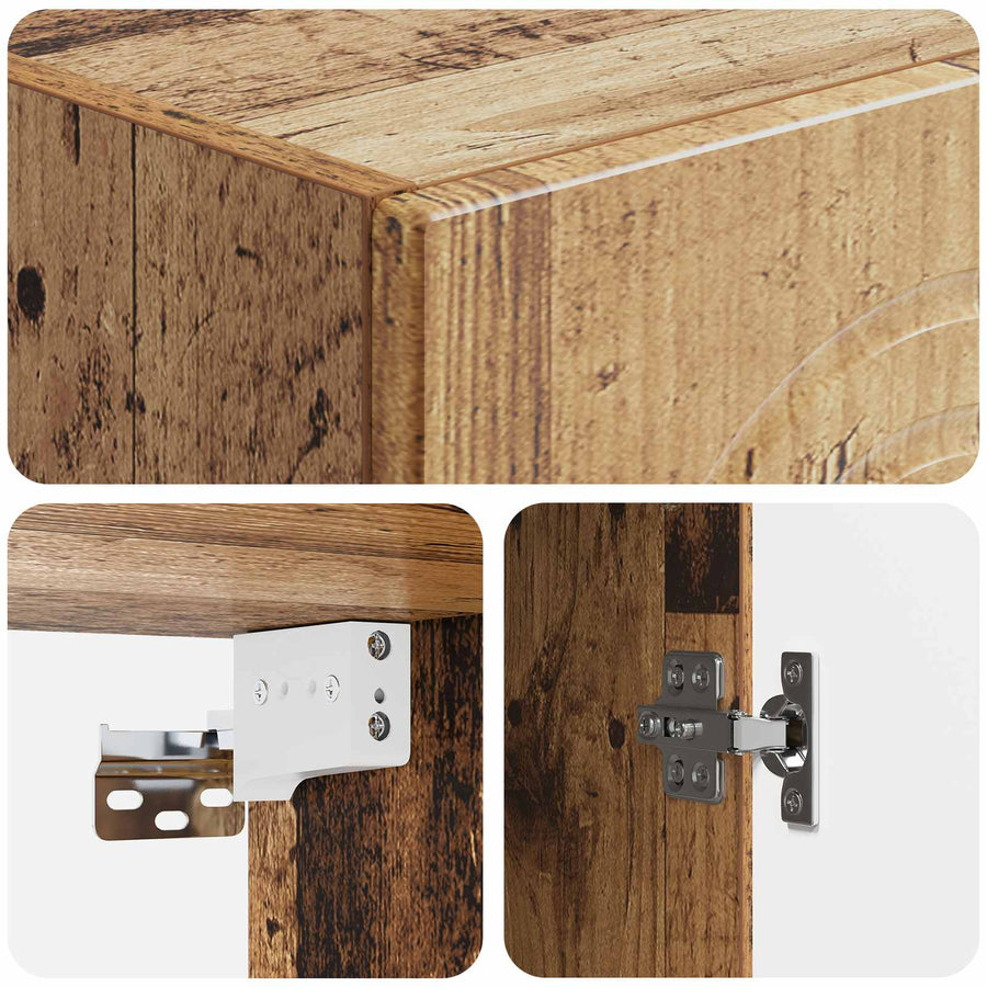 Wandkast Oud hout 33 x 34,5 x 90 cm Bewerkt hout