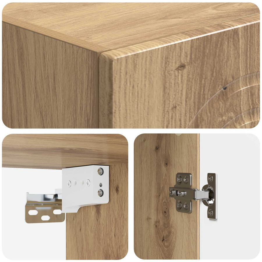 Wandkast Artisanaal eiken 33 x 34,5 x 90 cm Bewerkt hout