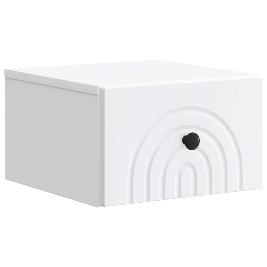 Wandbeugel Bedkast met lade Wit 33 x 34,5 x 20 cm Bewerkt hout