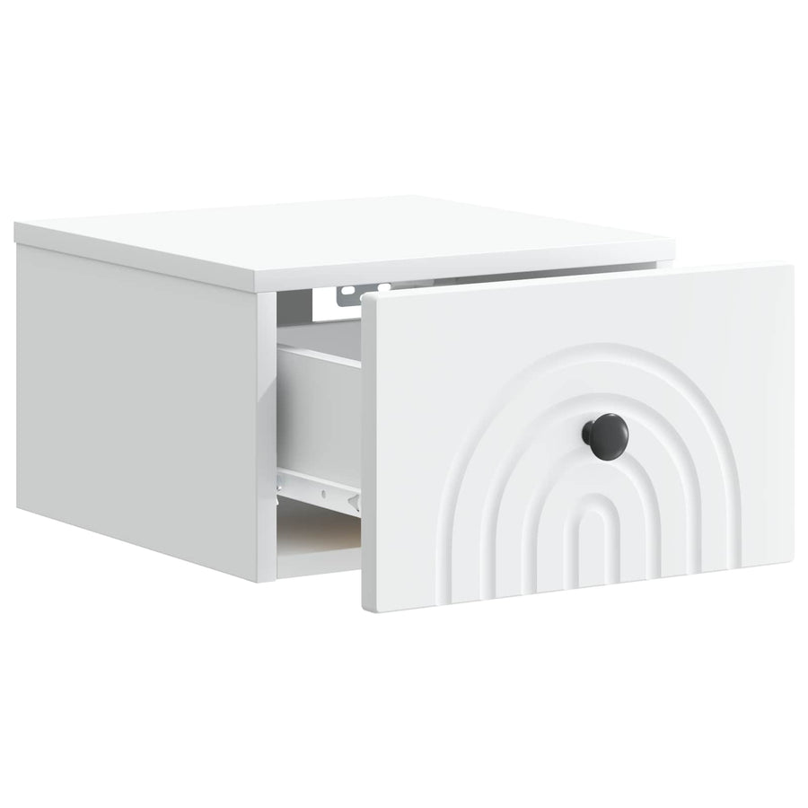 Wandbeugel Bedkast met lade Wit 33 x 34,5 x 20 cm Bewerkt hout
