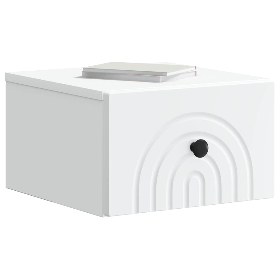 Wandbeugel Bedkast met lade Wit 33 x 34,5 x 20 cm Bewerkt hout