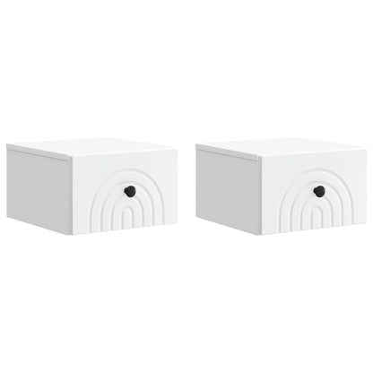 Wandbeugel Bedkast 2 pcs Wit 33 x 34,5 x 20 cm Bewerkt hout