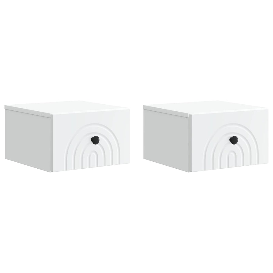 Wandbeugel Bedkast 2 pcs Wit 33 x 34,5 x 20 cm Bewerkt hout