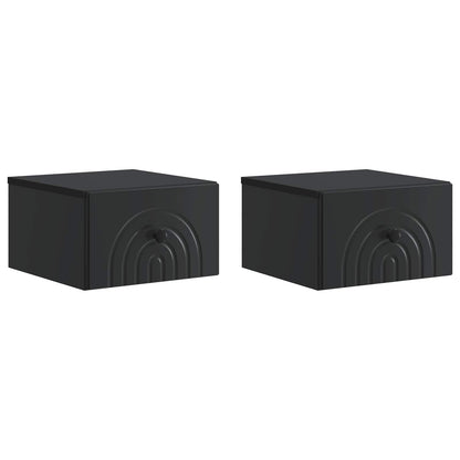 Wandbeugel Bedkast 2 pcs Zwart 33 x 34,5 x 20 cm Bewerkt hout