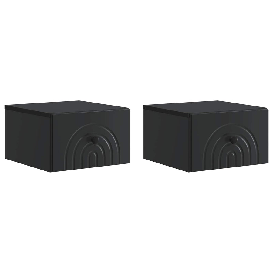 Wandbeugel Bedkast 2 pcs Zwart 33 x 34,5 x 20 cm Bewerkt hout