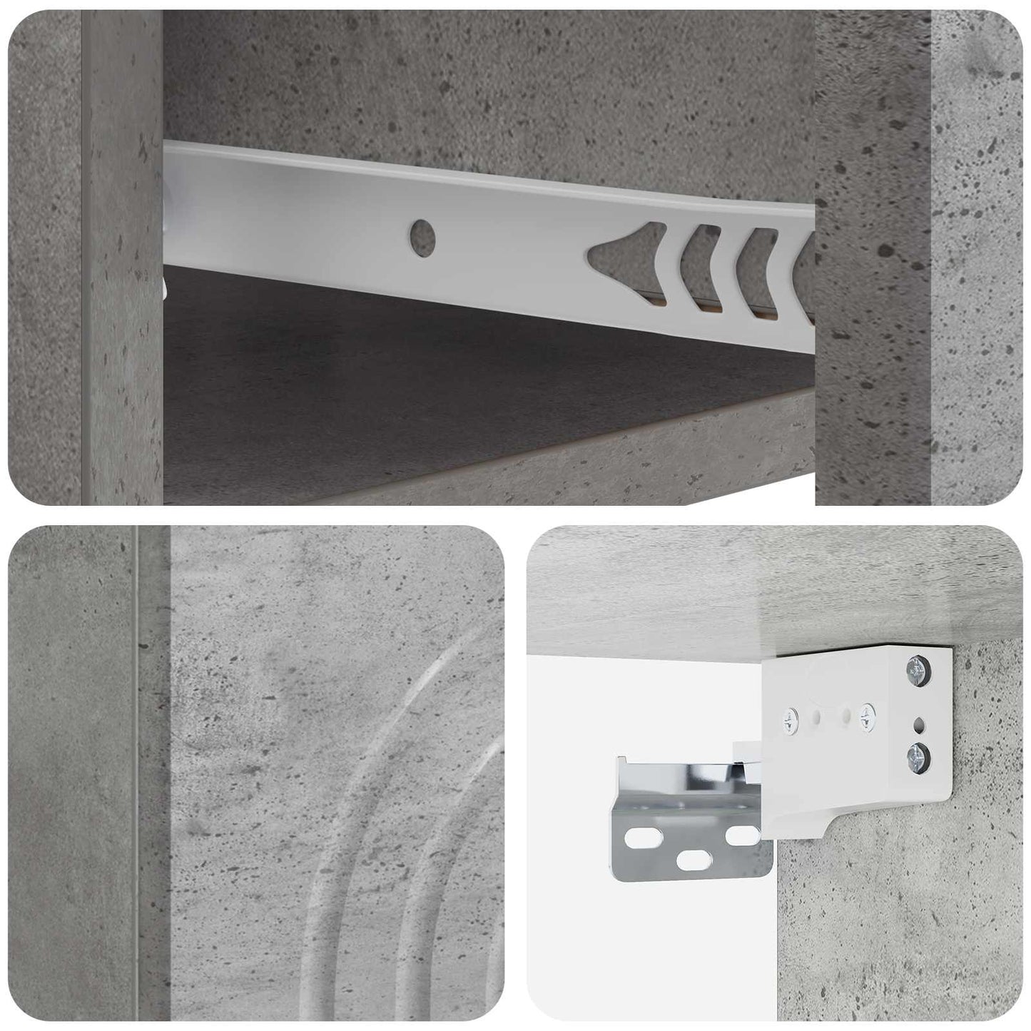 Wandbeugel Bedkast Betongrijs 33 x 34,5 x 20 cm Bewerkt hout