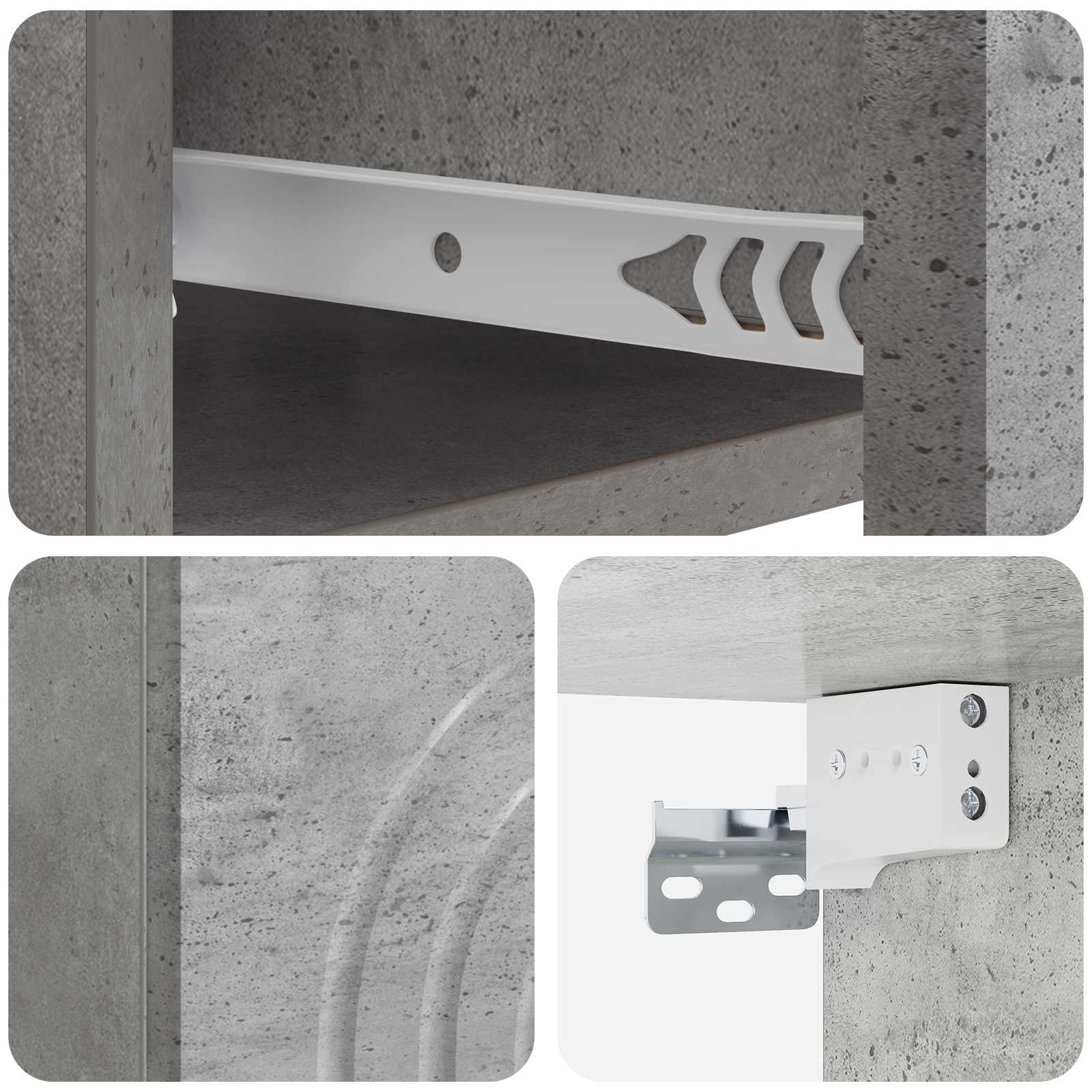 Wandbeugel Bedkast Betongrijs 33 x 34,5 x 20 cm Bewerkt hout